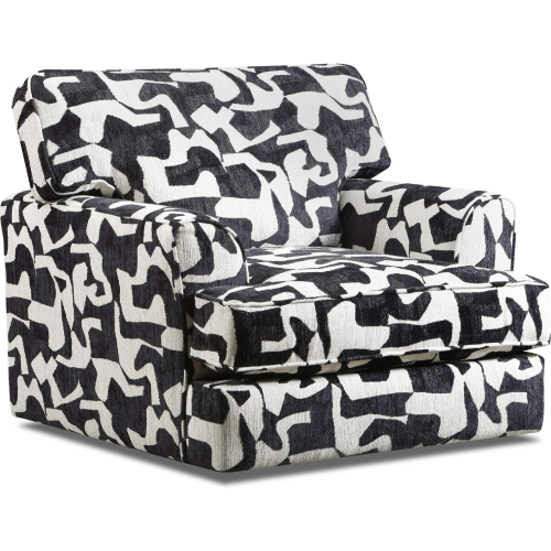 Spencer Swivel Accent Chair in Panda Black & White Chenille Fabric